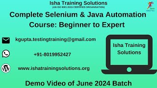 Selenium amp Java Automation Demo Video On 11th June 2024 [upl. by Lussier]