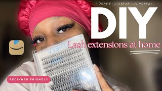 DIY Lash Extensions at Home  How to Apply Amazon Lash Clusters  Beginner Friendly Ep1 [upl. by Odranar375]