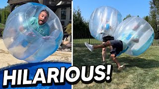 He got ROCKED 🤕🤣 Inflatable Ball Battle [upl. by Cohlette]