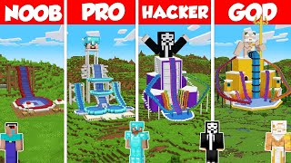 Water Slide  Water Park Build Battle Challenge  Noob vs Pro vs Hacker vs God  Minecraft Animation [upl. by Nyrroc]