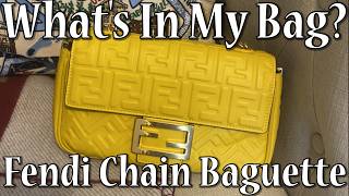 What Fits In My Luxury Bag Fendi Midi Chain Baguette Review [upl. by Marella]