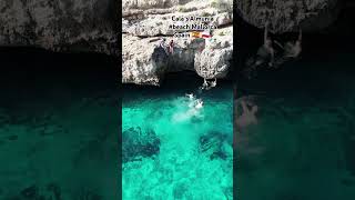 Cala sAlmunia beach Mallorca Spain 🇪🇸 🇵🇱 DJI mini 3 pro Polish jump 👋😆😂👋👍 80smusic [upl. by Euqinorev]