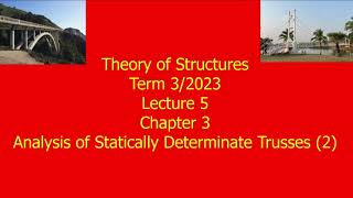 5 Theory of Structures Int Prog Chapter 3 Analysis of Statically Determinate Truss END [upl. by Aiveneg]