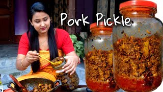 Northeast Indian Tasty Pork Pickle  Achar  How to make tasty amp easy Pork Pickle 😋 [upl. by Ahsinek]