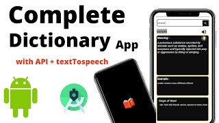 Complete Android Dictionary App with API  With Text to Speech Function [upl. by Ellac717]