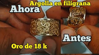 Creación de anillo en filigrana con oro de 18 kilate filigranamomposina joyadeoro [upl. by Ardnohsed]