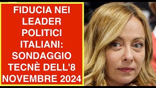 FIDUCIA NEI LEADER POLITICI ITALIANI SONDAGGIO TECNÈ DELL8 NOVEMBRE 2024 [upl. by Elohc]