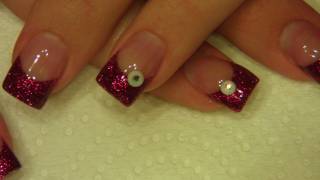 â˜†â˜…Acrylic nail tutorial  Red glitter  3Dâ˜…â˜† [upl. by Elawalo]