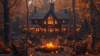 Enchanted Halloween Jazz Music  Cozy Autumn Cabin Ambience [upl. by Franckot]