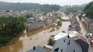 Inondations images aériennes à Pepinster en Belgique  AFP [upl. by Asyral417]