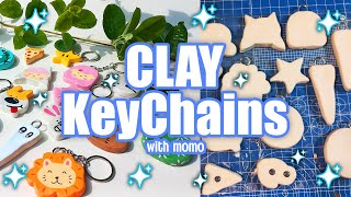 How I Make Clay Keychains  With Air Drying Clay  DIY Clay Keychains  no bake 🐸🐰🐻 [upl. by Post]