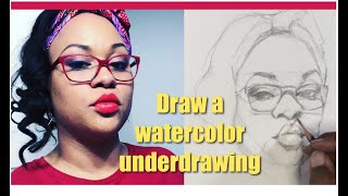 How to draw a watercolor portrait underdrawing [upl. by Alue]