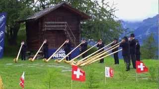 Alphorn players in Nendaz Switzerland [upl. by Ydne591]