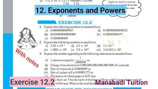 8th class maths Chapter 12Exponents and powers💁 Exercise 122Qno 123amp4with notes [upl. by Alaham]