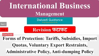 5  Tariff subsidy Non Tariff barriers Anti dumping policy Quotas Embargoes free Trade IBM [upl. by Nnoryt]