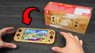 ¡LA MÁS BONITA Unboxing Nintendo Switch Lite Hyrule Edition [upl. by Pressey170]