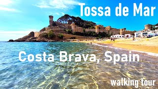 Tossa de Mar  Walking tour 1  Town center  3 beaches promenade shopping streets restaurants [upl. by Nnasus]