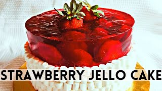 How to make STRAWBERRY JELLO cake  BIRTHDAY CAKE  layer cake  cake with jelly  strawberry cake [upl. by Thibault]