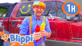 Learn to Wash Toy Trucks with Blippi  1 HOUR BEST OF BLIPPI  Blippi Toys  Educational Videos [upl. by Loss437]