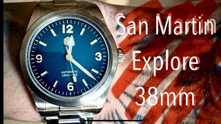 San Martin “Explore” 38mm NH35 Automatic Watch Quick Look Review G3 Gradient Blue SN020734 [upl. by Ferri8]