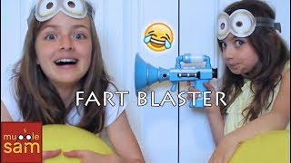 Sophia and Bella in MINIONS FART BLASTER on Mugglesam [upl. by Allie500]