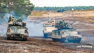 NATO Forces in Poland US Army operate M2A3 Bradley Fighting Vehicles during Live Fire Exercise [upl. by Latnahc]