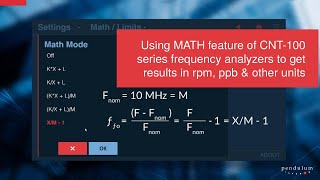 Using MATH feature of CNT100 series frequency analyzers to get results in rpm ppb amp other units [upl. by Chrisman]