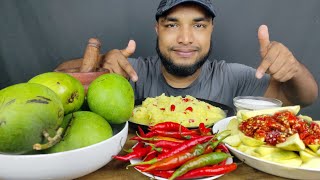 EATING GREEN MANGO WITH SPICY CHILLI SAUCE EATING SHOW  SPICY FOOD EATING  green food mukbang [upl. by Zednanreh]