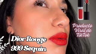 DIOR ROUGE FOREVER LIQUID LIPSTICK 999 SEQUIN 💸🍒✨ PROBANDO PRODUCTO VIRAL DE TIKTOK sephora [upl. by Atnicaj]