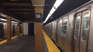 NYC Subway HD 60fps R160B Siemens N Trains amp R46 R Trains  59th Street Station 61216 [upl. by Redleh]