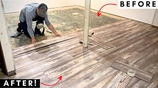 LVP Flooring Installation How to Install Luxury Vinyl Plank Flooring in a Basement  DIY [upl. by Nottnerb]