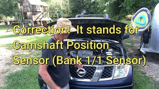 How to Change out a CAMSHAFT POSITION SENSOR on a NISSAN FRONTIER  Truck is Hard to Start when Hot [upl. by Aknaib]