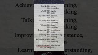 Pareto principle in life motivation successminset mindset personaldevelopment shorts viral [upl. by Bonucci]