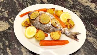 Oven Baked Sea Breams and Vegetables Recipe  Easy Fish Recipe [upl. by Annua]