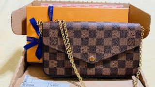 Louis Vuitton Felicie Pochette in Damier Ebene Unboxing Up Close  02012022 [upl. by Elias]