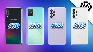 Samsung Galaxy A70 vs Samsung Galaxy A71 vs Samsung Galaxy A72 vs Samsung Galaxy A73 [upl. by Rovert920]