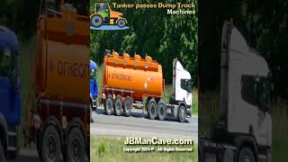 Orange TANKER passes Blue DUMP TRUCK JBManCavecom Shorts [upl. by Turley]