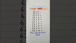 Multiplication table trick of 62🤗🧠❤💯👌 maths multiplication table mathstricks shorts foryou [upl. by Doro]