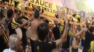 Recibimiento hinchada de Peñarol en Mendoza vs Godoy Cruz Y dale alegria a mi corazon [upl. by Ahseal]