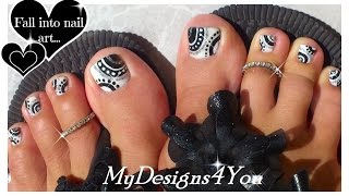 How To Toenail Art  Black and White Toenail Tutorial ♥ [upl. by Odnanref]