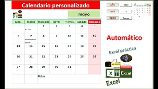 Parte 2 Diseñar calendario personalizado y dinamico en Excel Con registro de actividades [upl. by Maria]