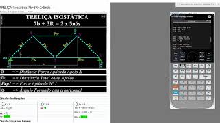 TRELIÇA ISOSTÁTICA 7b3R2X5N NA CALCULADORA HP PRIME [upl. by Lehcnom]