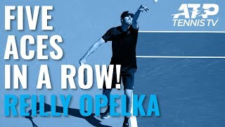 Reilly Opelka Slams Five Consecutive Aces to Win Set  Basel 2019 [upl. by Amabelle]