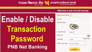 Enable PNB Transaction Password Online  How to Enable Transaction Password in PNB Net Banking Onlin [upl. by Vargas574]