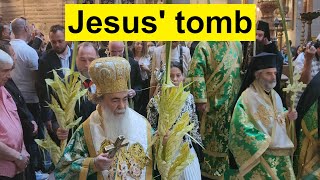 2024 Eastern Orthodox Palm Sunday procession at the Church of the Resurrection in Jerusalem [upl. by Indihar]