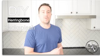 DIY herringbone pattern kitchen backsplash with matte white subway tiles How to video [upl. by Charo]