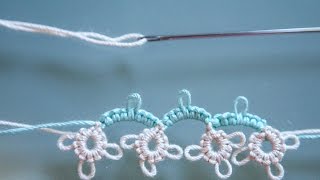 Tatting  Two Color Needle Tatting  Tatting Multiple Colors of Thread by RustiKate [upl. by Lotti]