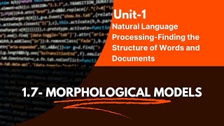 17  Morphological Models in nlp [upl. by Colline]