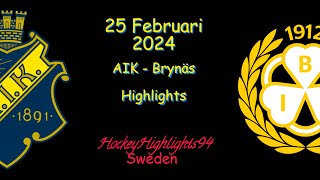 AIK VS BRYNÄS  25 FEBRUARI 2024  HIGHLIGHTS  HOCKEYALLSVENSKAN [upl. by Gentes]