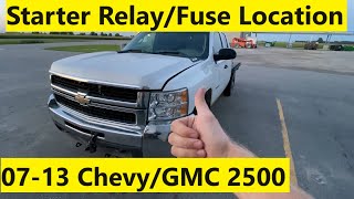 Starter Relay and Fuse Location Chevy 2500HD  GMC Sierra 2500HD 3500HD 07 08 09 10 11 12 13 [upl. by Ramalahs]